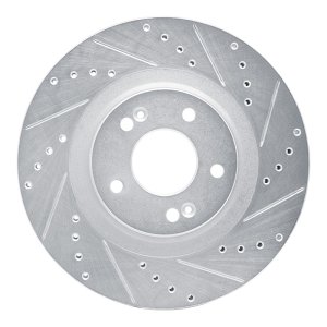 Kia Sorento Brake Rotor (1) - Front Right - R1 Concepts - Drilled & Slotted - Silver - `15-`20